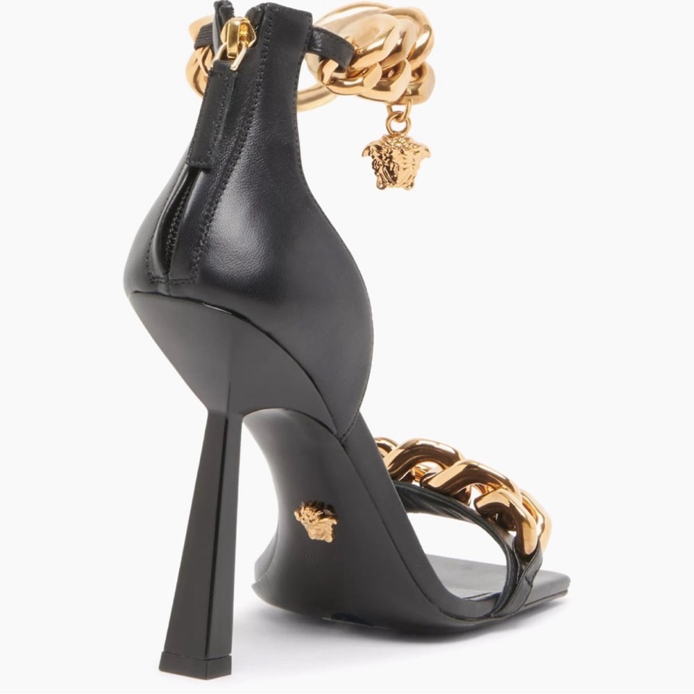 AUTH BNWT Versace Leather Chain & High Heel Sandals! Sz 40 - Picture 3 of 5